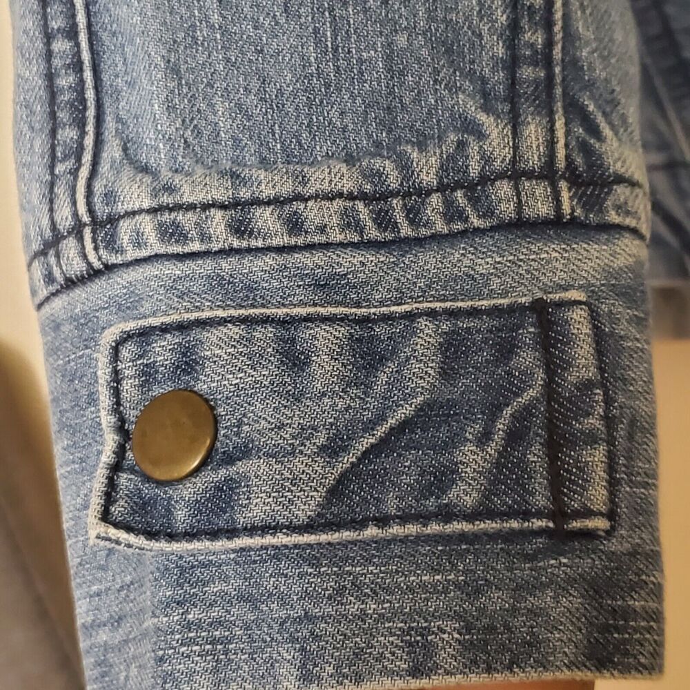 O'Neill Women's Boho Pullover Jacket Small Fleece Hood Lined Denim Embroidered - Picture 7 of 12
